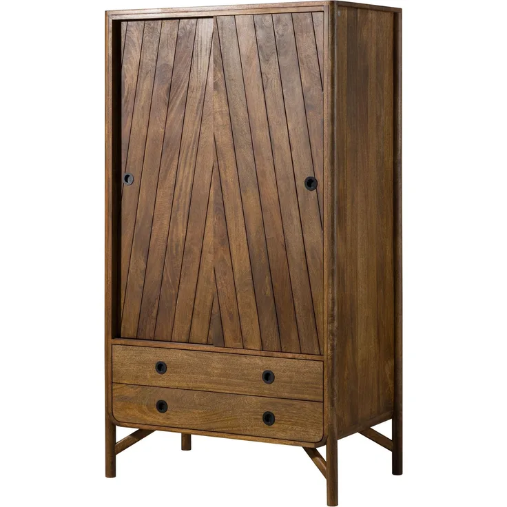 Kleiderschrank Mango 100x60x180 braun geölt / Griff schwarz LOS ANGELES #111
