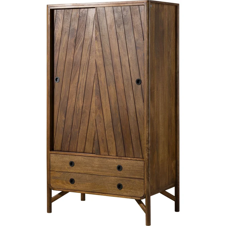 Kleiderschrank Mango 100x60x180 braun geölt / Griff schwarz LOS ANGELES #111 – Bild 1