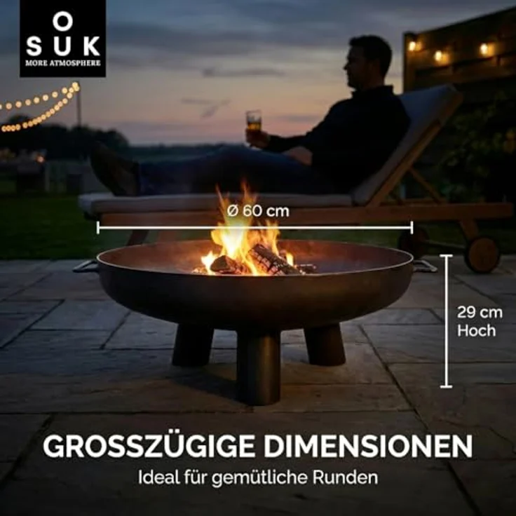 SOUK ONE Feuerschale Kreta 60 cm, Feuerschale - Feuerstelle für den Garten, Terrasse und Balkon, Feuertonne und Feuerkorb (Ø 60cm Kreta) – Bild 8