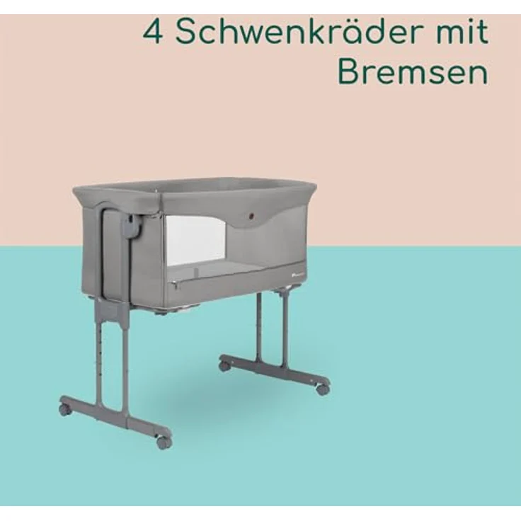 bebeconfort 2in1 Beistellbett & Stubenwagen Amara, ab Geburt bis 9 kg, mit Matratze und Reisetasche, Tinted Gray – Bild 6