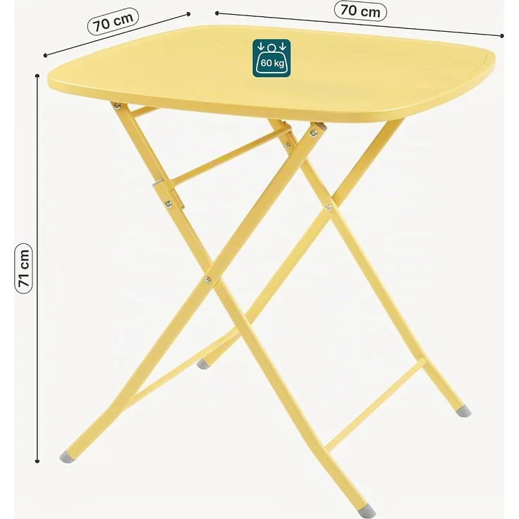 Klapptisch Sande Stahl 71x70x70 cm Gelb [en. casa] – Bild 2