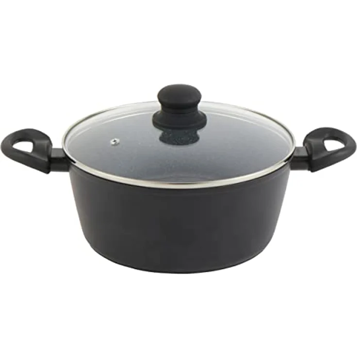 Russell Hobbs RH02809EU7 Metallic Marble Topf - Antihaft-Auflauftopf, 24 cm/2 L, Suppentopf, Deckel aus gehärtetem Glas mit Dampfbelüftung, geeignet für Induktionskochfeld, weiche Griffe, leicht – Bild 2
