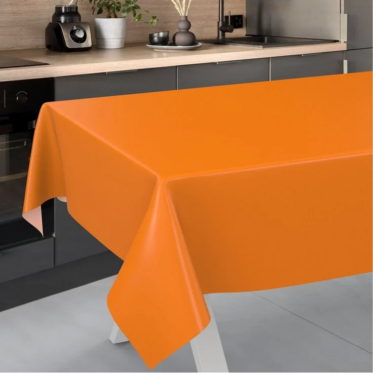 ANRO Tischdecke abwaschbar Wachstuch-Tischdecke Gartentischdecke (Einzelstück 1-tlg), wasserabweisend Einfarbig Orange Breite 140cm – Bild 3