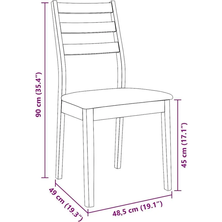vidaXL Esszimmerstühle mit Kissen 2 Stk. Weiß Massivholz Gummibaum 4102519 – Bild 10