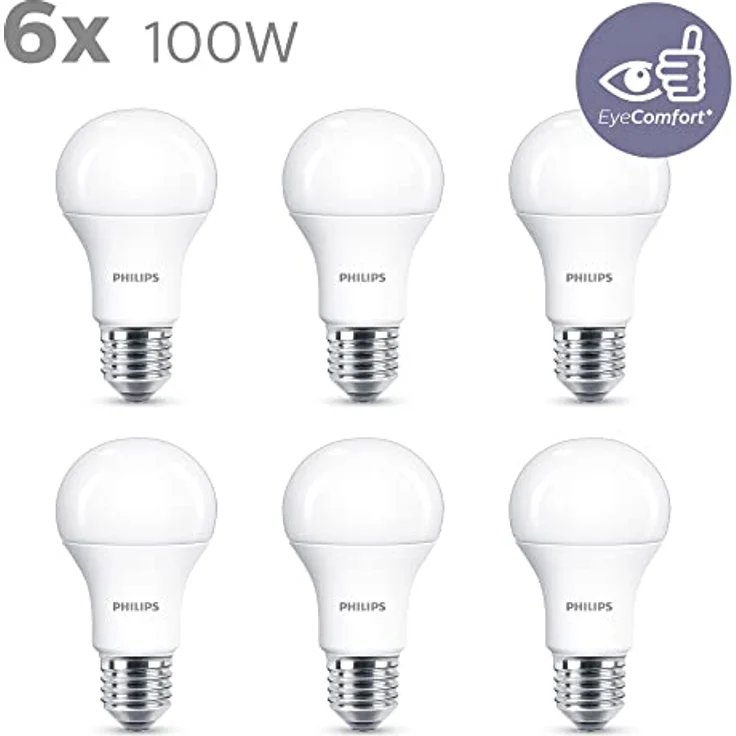 Philips LED Classic E27 Lampen 6-er Pack (100 W), matte LED Lampen mit warmweißem Licht, energiesparende Lampen mit langer Nutzlebensdauer, alte Generation – Bild 6
