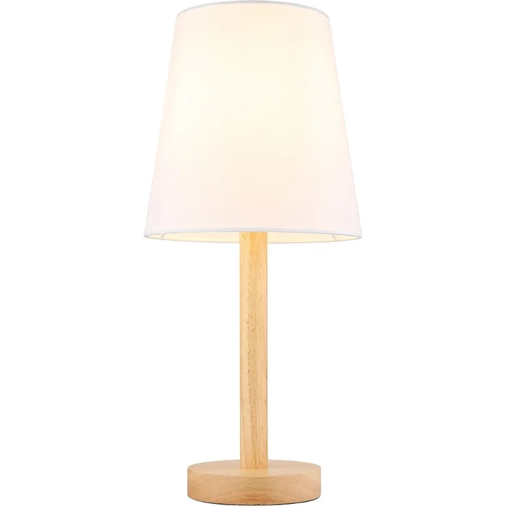 Tischleuchte, Holzoptik, weiß, Schalter, H 45 cm