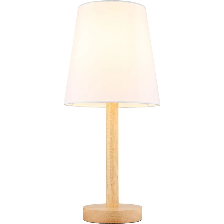 Tischleuchte, Holzoptik, weiß, Schalter, H 45 cm – Bild 1