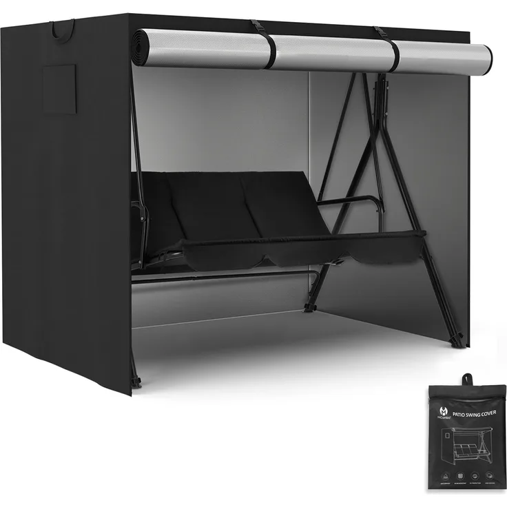 M MCombo Hollywoodschaukel Abdeckung 2-3 Sitzer, Abdeckplane Wasserdicht & UV-Beständig für Gartenschaukel 8003 8007, Reißfeste Schutzhülle 4001 (Oxford, Schwarz)