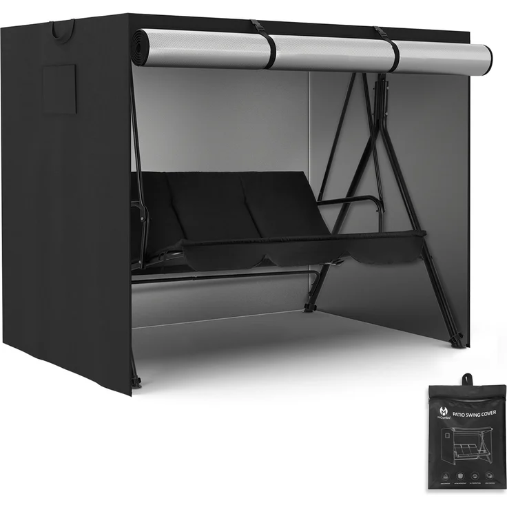 M MCombo Hollywoodschaukel Abdeckung 2-3 Sitzer, Abdeckplane Wasserdicht & UV-Beständig für Gartenschaukel 8003 8007, Reißfeste Schutzhülle 4001 (Oxford, Schwarz) – Bild 1