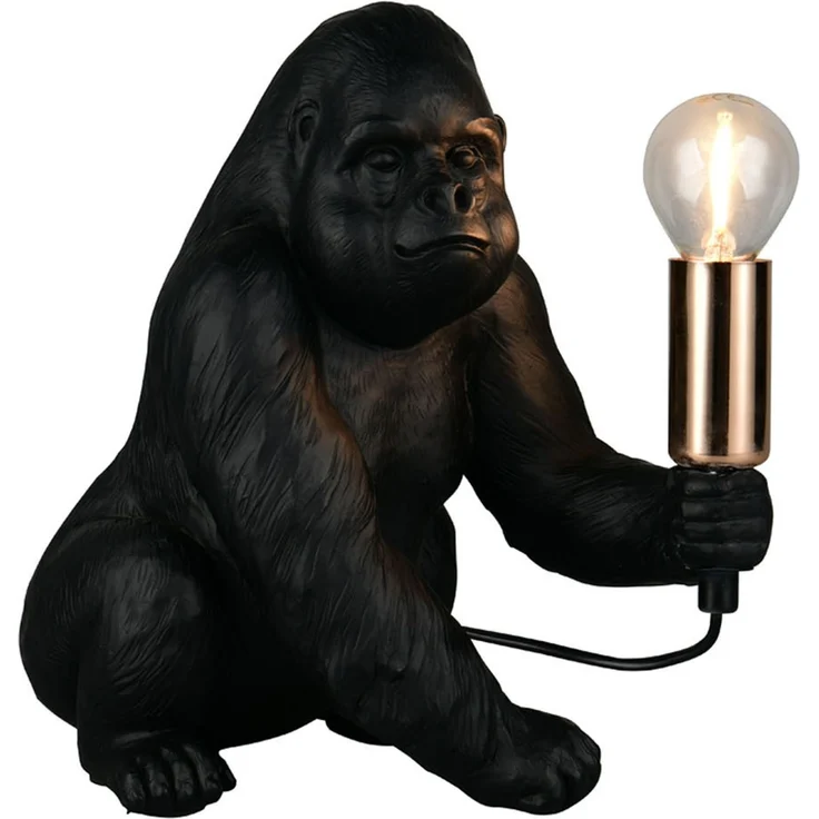 Besondere LED Tischleuchte Affenlampe Gorilla Schwarz, Höhe 23cm – Bild 2