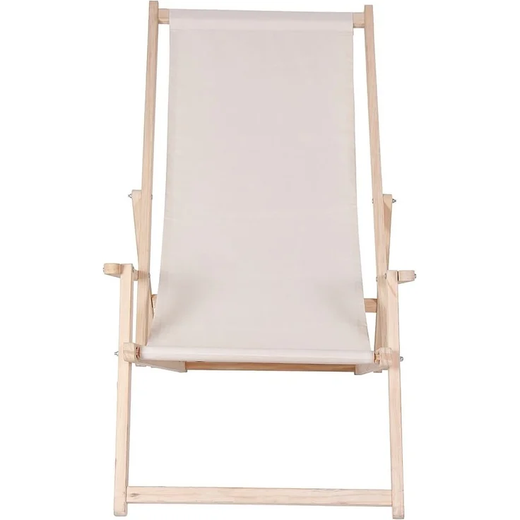 Strandstuhl mit Armlehne, Holz beige, 56 x 125 x 147 – Bild 3