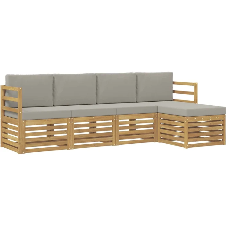 vidaXL Outdoor-Sofagarnitur 5 stk. 5-Sitzer Weiß und Hellgrau 3391656 – Bild 2