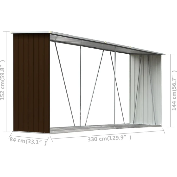 vidaXL Brennholzlager Verzinkter Stahl 330x84x152 cm Braun 47084 – Bild 6