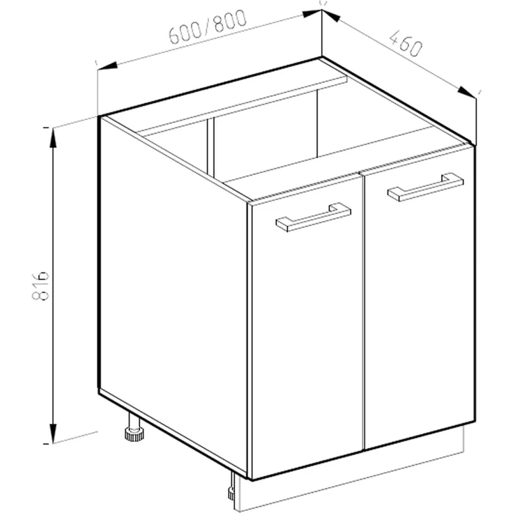 Küchenunterschrank R-Line Rot Hochglanz 60 cm , AP Eiche Vicco – Bild 3
