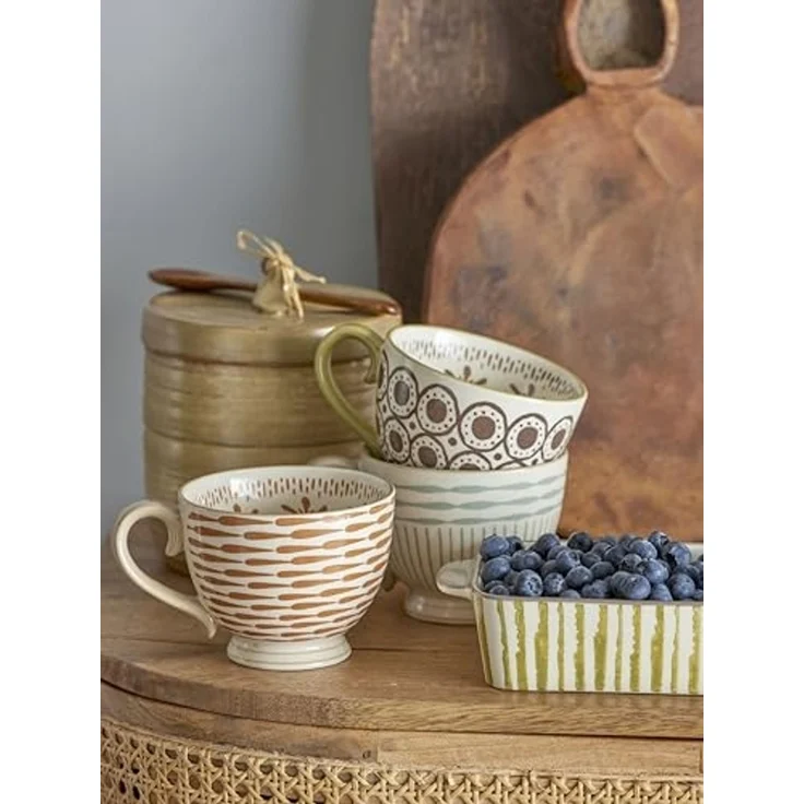 Bloomingville Tasse Maple Becher, Blau Steingut 420 ml Kaffeetasse Teetasse dänisches Design – Bild 4