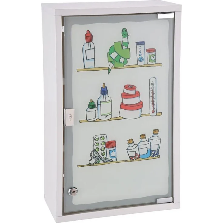 Spetebo Medizinschrank XXL Metall Medizinschrank Glastür bunt - 50x30 cm (Stück, 1-St, Medikamentenschrank) Arzneischrank mit 3 Fächern – Bild 1