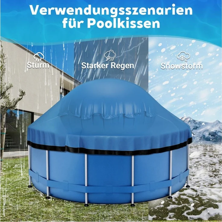 Clanmacy Pool-Abdeckplane Pool-Abdeckplane 200x200cm Poolkissen rund Winterabdeckung – Bild 4