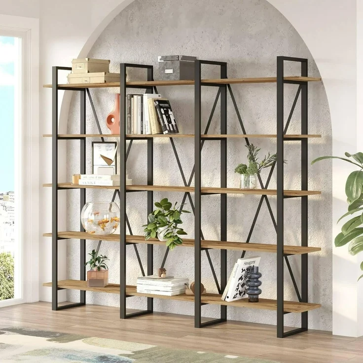Dmora Bücherregal Albayt, Büroregal, Bücherregal, Bibliothek, 220 x 34 x 180 cm, Eiche – Bild 4
