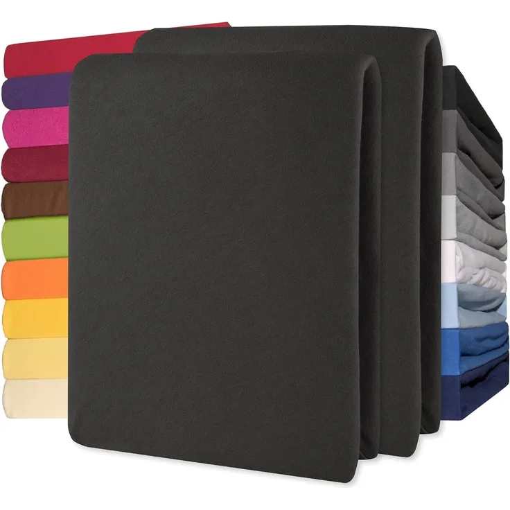 CelinaTex Jersey Topper Spannbettlaken Lucina 90x200-100x200 cm schwarz 100% Baumwolle gekämmt bis 12cm Matratzenhöhe Oeko-TEX