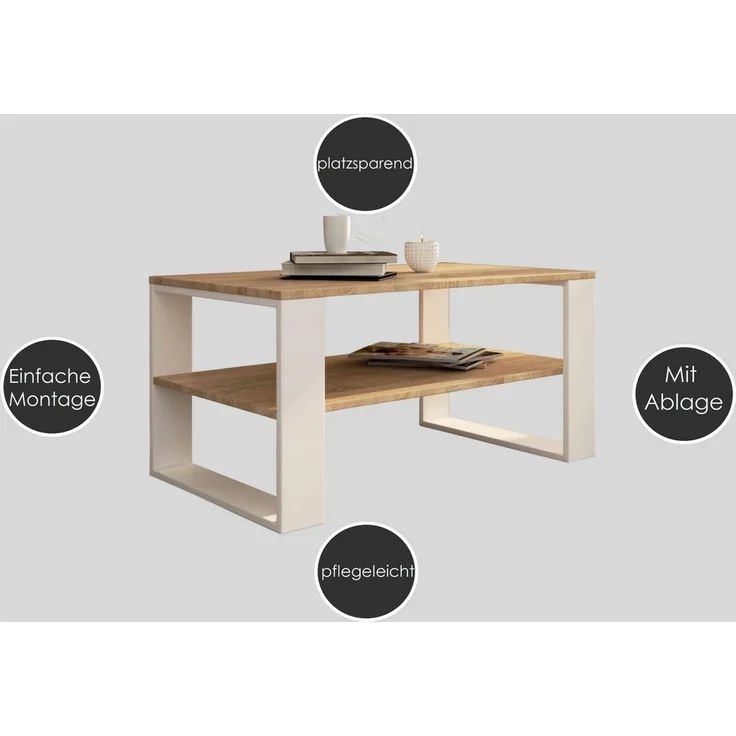 designimpex Couchtisch Design Couchtisch AA-111 mit Ablage Wohnzimmertisch Tisch Sofatisch, Funktionstisch, Wohnzimmertisch, Tisch, Esstisch, Sofatisch, Rollen – Bild 3