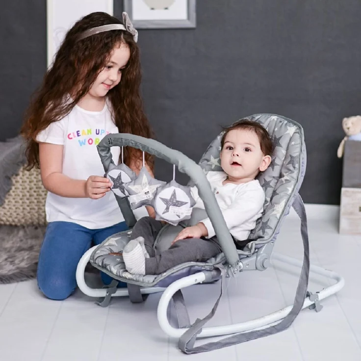 Lorelli Babywippe Eliza Spielbogen, verstellbar, Tragegriffe, Schwingeffekt beige weiß – Bild 4