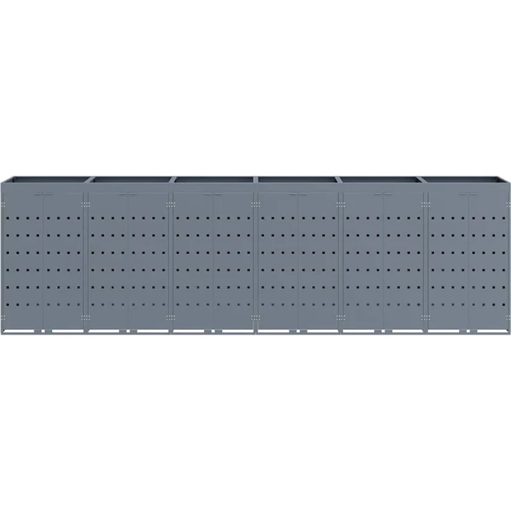 vidaXL Wagenmüllbehälter für 6 Behälter Hellgrau 408 x 77,5 x 121,5 cm 3394752 – Bild 7