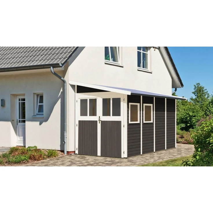 Karibu Gartenhaus Wandlitz 4 Anlehnhaus 19mm terragrau – Bild 2