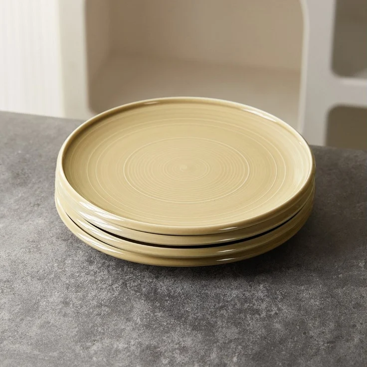 JIWOO Speiseteller 4er Ø21,8cm, Frühstücksteller Pastateller Teller Brotteller Plate, (4 St), Hochwertiges Tellerset Braun Mikrowellenofen Spülmaschine Ø 21,8cm – Bild 3