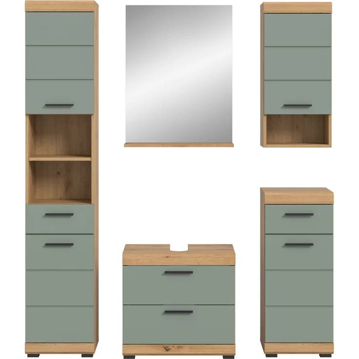 Xonox Scout Badkombination (B/H/T: 164x191x34 cm) in Salbei und Artisan Eiche Nachbildung – Bild 2