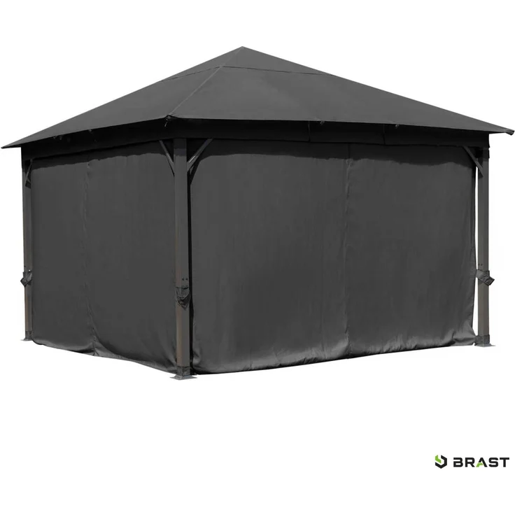 BRAST 'Infinity' Pavillon inkl. Moskitonetz und LED-Beleuchtung, wasserdicht, stabil, UV-Schutz, Aluminium, Grau, 4x4 m, mit Beleuchtung – Bild 9