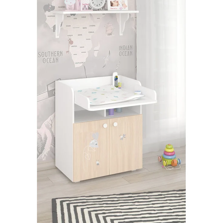 Shefa Kids Wickelkommode 700 Amis - Weiß / Pastell Eiche - 70 cm breit – Bild 8