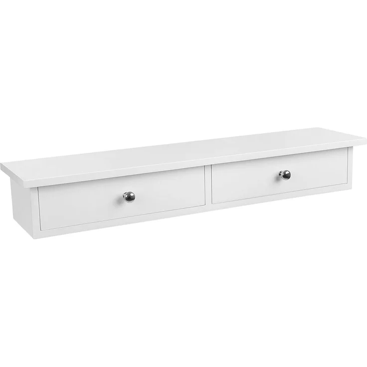 Wandregal mit 2 Schubladen Wandschublade Schweberegal aus MDF-Platte Wandschrank Weiß LWS65WT – Bild 2