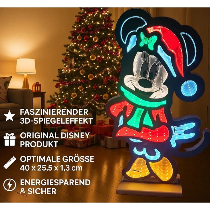Disney LED Dekofigur Infinity Lights by Disney Minnie Mouse 40 cm LED Weihnachtsdeko 3D, LED fest integriert – Bild 2