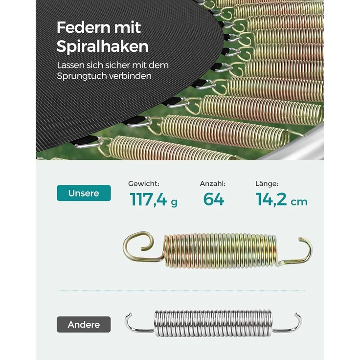 Songmics Trampolin mit Leiter, Sicherheitsnetz und gepolsterten Stangen, Stahl orange, Ø 305 cm – Bild 5