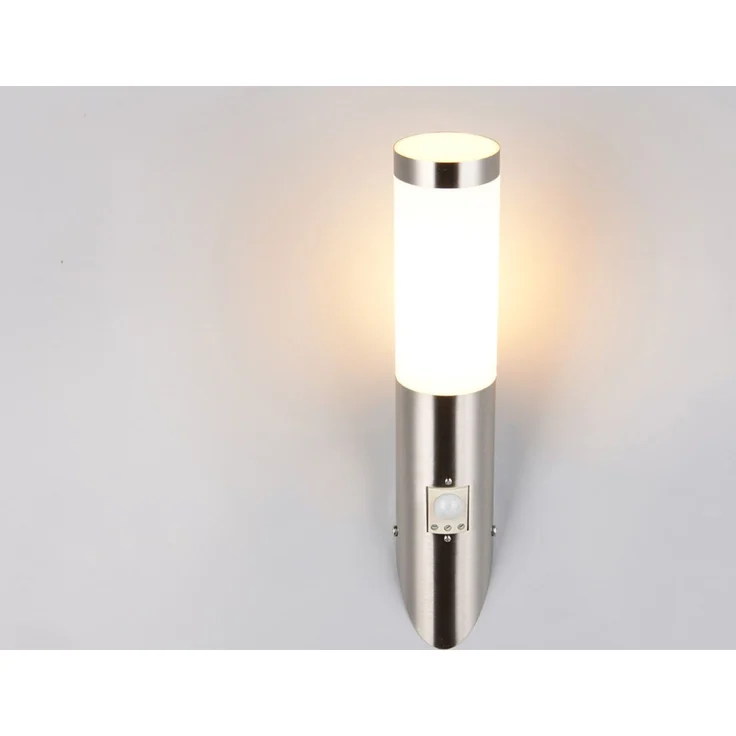 Moderne LED Außenwandleuchte mit Bewegungsmelder Silber, Höhe 39cm – Bild 7