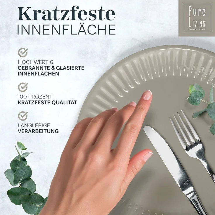 PURE LIVING INTERIOR DESIGN Geschirr-Set Hygge Becher, 6er-Set, 435 ml, Hellbraun Steingut (6-tlg), 6 Personen, Steingut – Bild 3