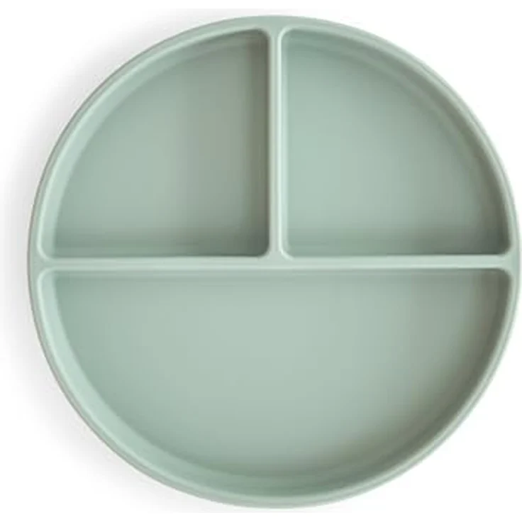 Mushie Silikon Menüteller mit Saugring Cambridge Blue – Bild 2