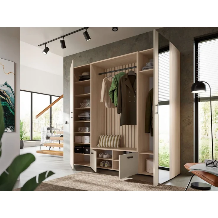 moebel-dich-auf Kompaktgarderobe MODENA (Set, 3-tlg, Sitzbank mit Paneel und 2 Garderobenschränken) 210 cm breit – Bild 2