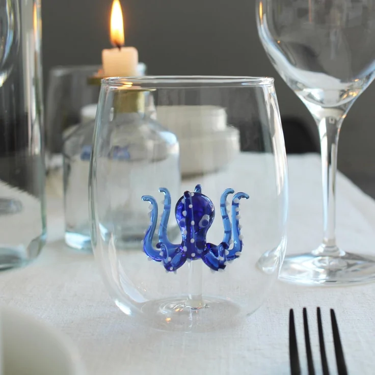 Winkee Glas Winkee - Handgemachtes Oktopus Glas, Kristall-Trinkglas, Dessertg – Bild 4