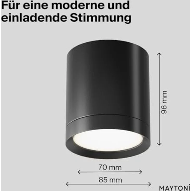MAYTONI HOOP Deckenleuchte GX53, 12 W - moderner Downlight aus Aluminium in Schwarz für präzise Beleuchtung in Küche, Flur und Wohnzimmer – Bild 4