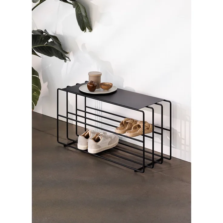 Schuhregal NEVA, Stahl 41 x 80 x 30 cm, schwarz, modern