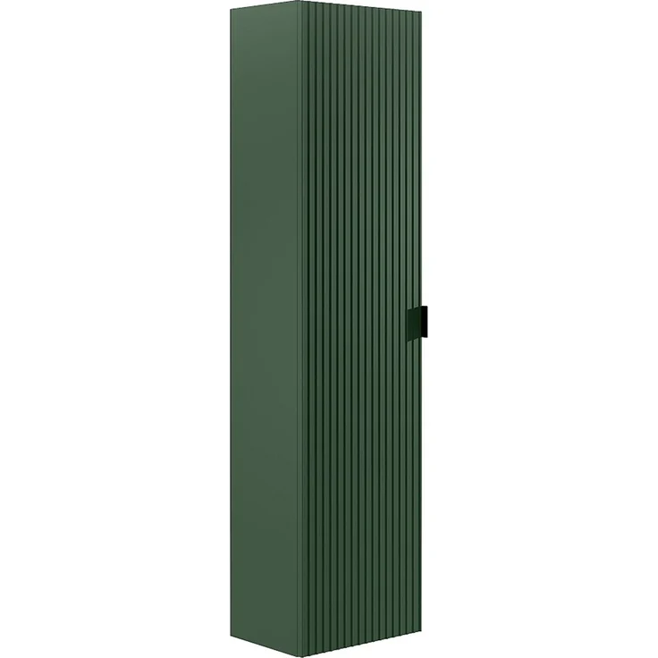 Vente-unique - Waschbeckenunterschrank hängend mit Einbauwaschbecken und Säule - Streifenoptik - Grün matt - 80 cm - ZEVINI – Bild 5