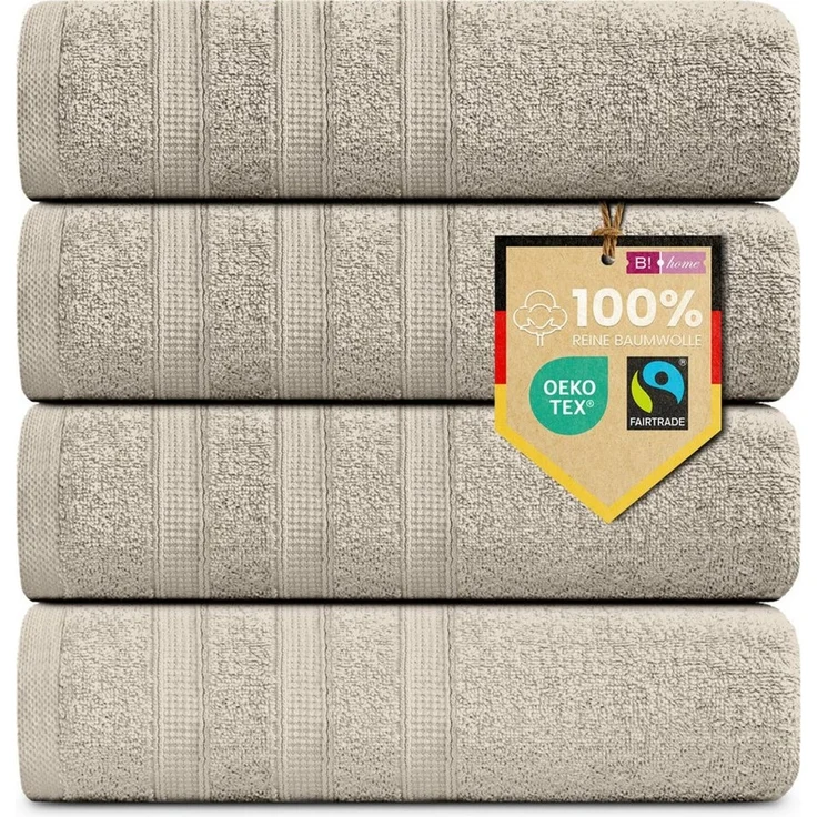 4er Set Handtücher Plain grau-beige 50x100 - Farbe: Grau-Beige, Größe: 50x100