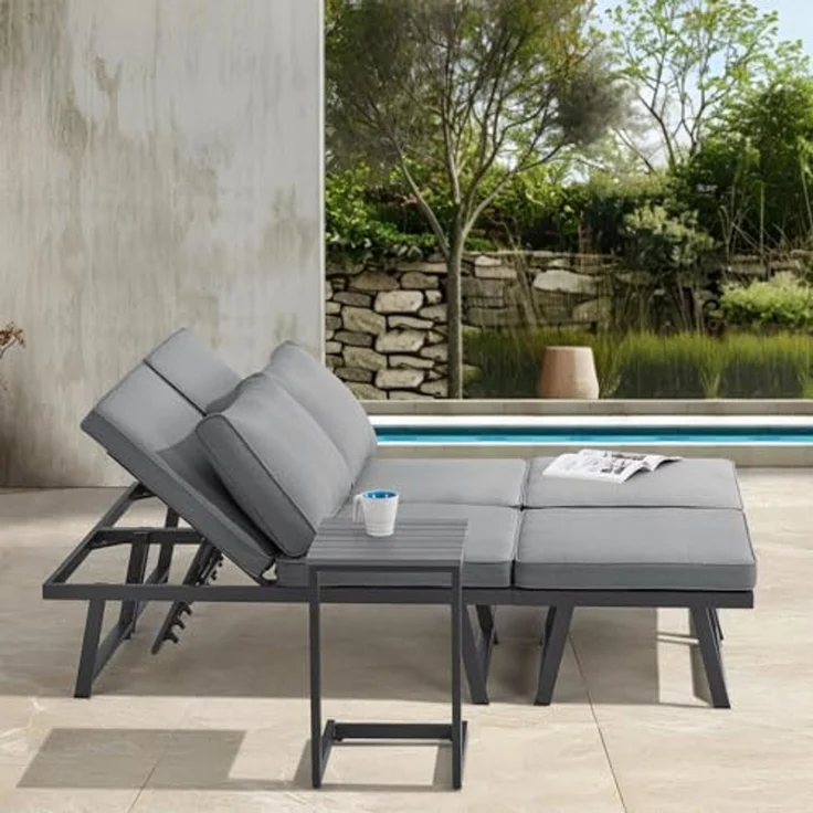 SVITA Gartenlounge-Set GRENADA, (4-tlg, 1x 3-Sitzer, 1x 2-Sitzer, 1x Couchtisch, 1x Beistelltisch), Multifunktionslounge, Gartenliege, Metallgestell, inkl. Kissen – Bild 3