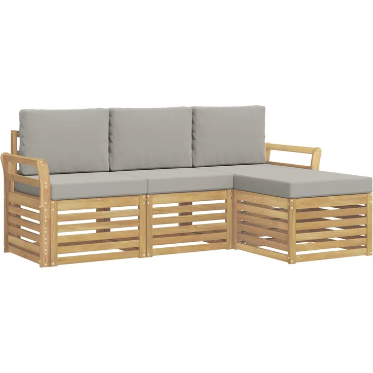 vidaXL Outdoor-Sofagarnitur 4 stk. 4-Sitzer Weiß und Hellgrau 3391636 – Bild 2