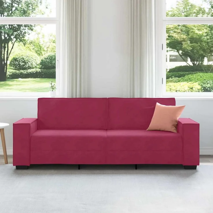 vidaXL 3-Sitzer-Sofa Weinrot 220x78x84 cm Samt 4105034 – Bild 2