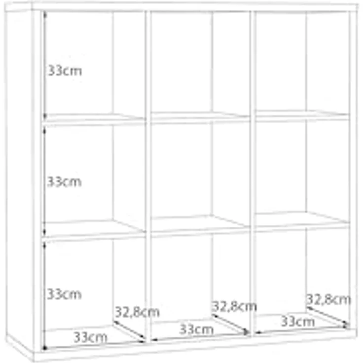 Raumteilerregal >MAURO< 9 Fächer, in Sandeiche - 107,2x107,3x32,9cm (BxHxT) – Bild 7