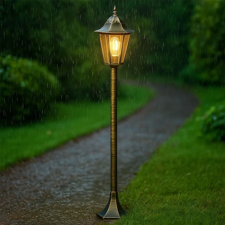 LED Außenstehleuchte, Laterne, Alu-Druckguss bronze, H 120 cm – Bild 5