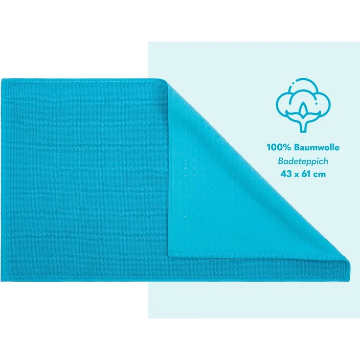HAMMETEX Badematte rutschfeste Badvorleger, Höhe 7,5 mm, rutschhemmend beschichtet, strapazierfähig, Baumwolle, rechteckig, einfarbig, 100% Baumwolle, in 2 Größen erhältlich – Bild 2