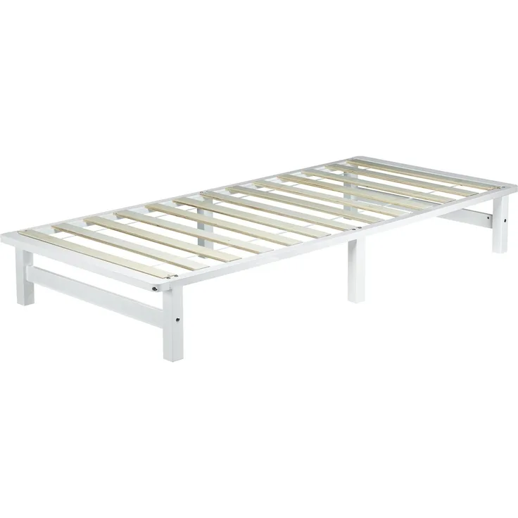 Palettenbett 90x200 cm Massivholzbett Palettenmöbel Bett Holzbett Futonbett Weiß